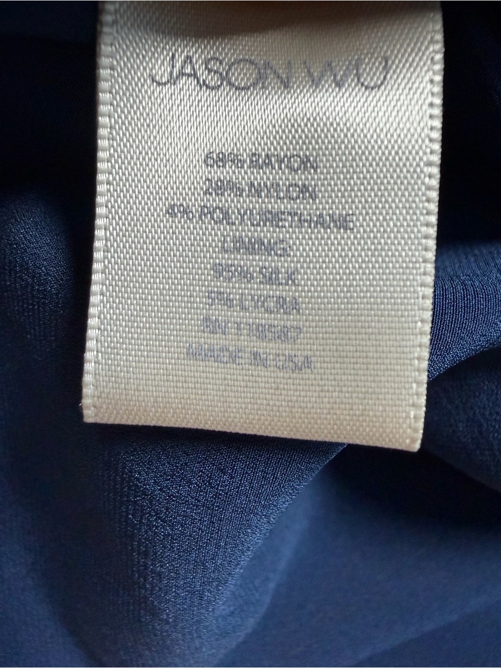 Jason Wu Draped Surplice Twist Waist Navy Sheath Midi Dress Size 6 - Picture 9 of 13